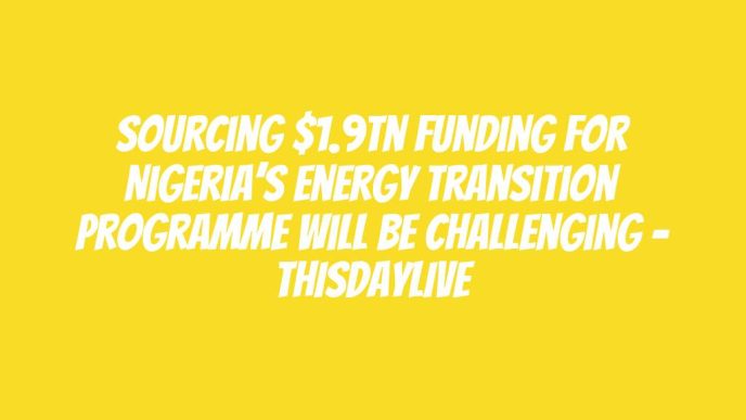 Sourcing $1.9tn Funding for Nigeria’s Energy Transition Programme Will Be Challenging – THISDAYLIVE