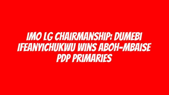 Imo LG Chairmanship: Dumebi Ifeanyichukwu wins Aboh-Mbaise PDP primaries