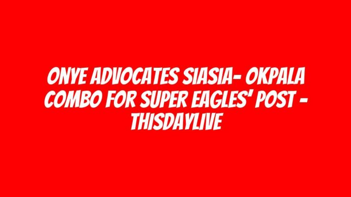 Onye Advocates Siasia- Okpala Combo for Super Eagles’ Post – THISDAYLIVE